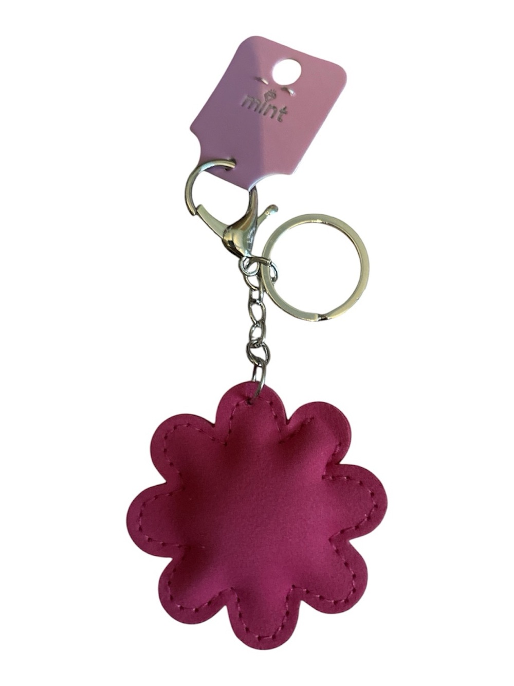 Pink Floral Rhinestone Keychain - Picture 2 of 2